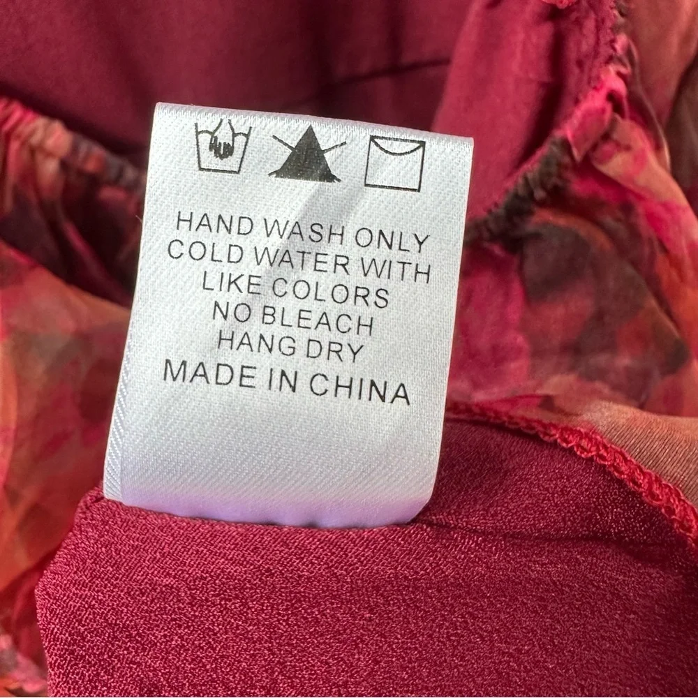 VICI Tiny Dancer Red Floral Tiered Mini Dress Halter Neck Open Back Size Small - Picture 10 of 10